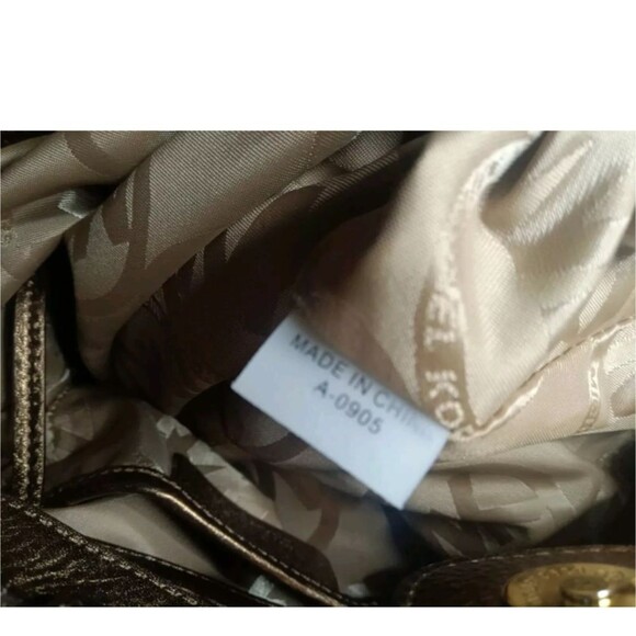 Michael Kors Lattington Large Tote Antique Brass Leather Handbag - Picture 13 of 13